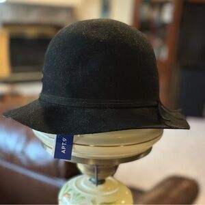 Black Wool Cloche Hat
